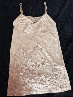 Zara Blush Pink Crushed Velvet Mini Slip Dress